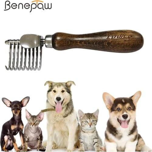 Benepaw Professional Comb For Dogs Dematting Stainless Steel Eco-friendly Safe Fur Rake Pet Brush For Long-haired Grooming tools