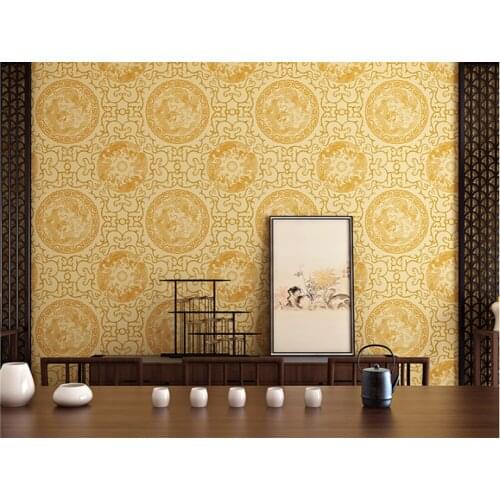 Q QIHANG Classic Style Chinese Personality Living Room Restaurant PVC Wallpaper 0.53m*10m=5.3m2
