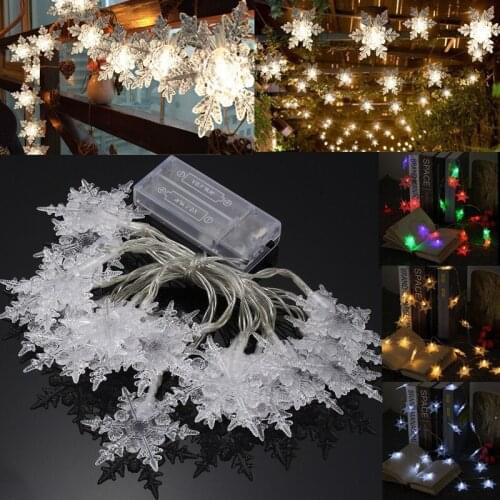Jiguoor Christmas garland strip light Battery Powered 2.1M 20LED Snowflake String Curtain Holiday Wedding Party Decor Light