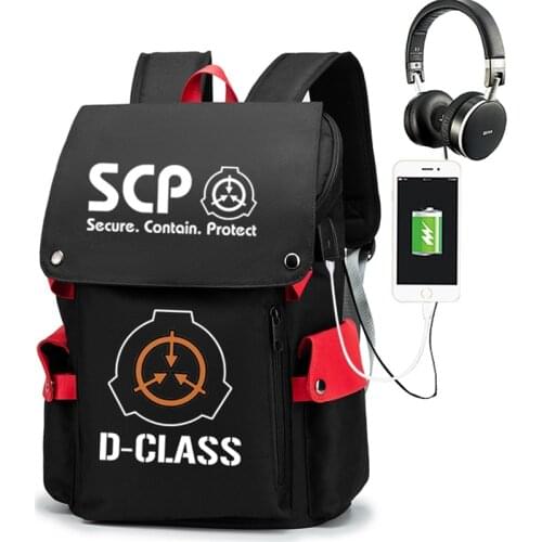 SCP Foundation Backpack laptop bag Men Travel bags USB Oxford Backpack schoolbag SCP Cosplay Boys Girls