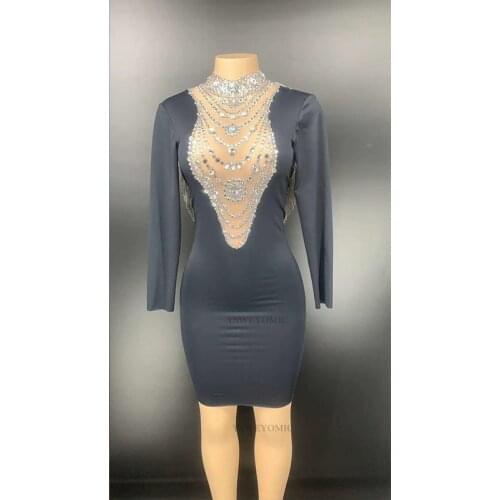 Stage Costume Silver Glitter Tassles Backless Dress Birthday Celebrate Outfit Bar Women Dancer Concert performance Dress