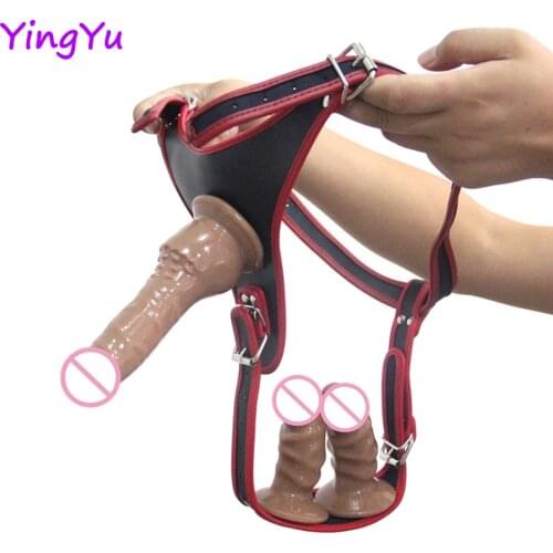Removable Strapon Double Harness Dildo Anal Lesbian Strap On Dildo Chastity Belt Pants Sex Shop Sex Toys For Woman