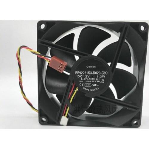 SUNON EE92251S3-D020-C99 DC 12V 1.26W 92x92x25mm 3-Wire Server Cooling Fan