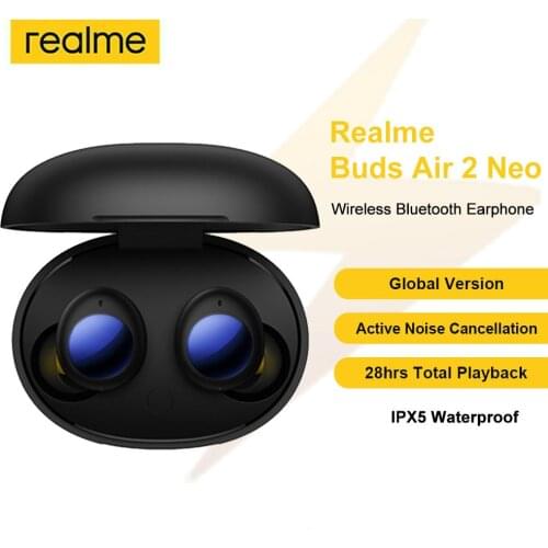 Global Version Realme Buds Air 2 Neo TWS Wireless Bluetooth Earphones 28hrs Total Playback Earsets IPX5 Fast Charge Earbuds