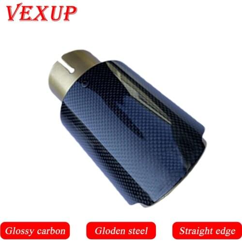 VexUp Universal Glossy Carbon Fiber Golden Tail Pipe Rear Exhaust Pipe Auto Styling Modification Muffler Straight Edge End Tips