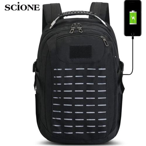 USB Tactical Backpack Camping Bag Laser Military Rucksack Travelling Hiking Outdoor Bags Army Molle Bag Hike Travel Bag XA261A