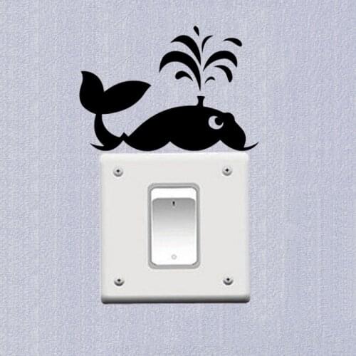 Vinyl Decal Sticker Whale Fountain Wall Switch Decoration 3SS0304