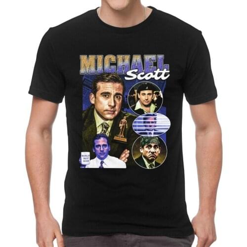 Vintage Michael Scott T-shirt Mens Fashion T Shirt Short Sleeve Cotton The Office TV US Tshirt Cool Tees Tops