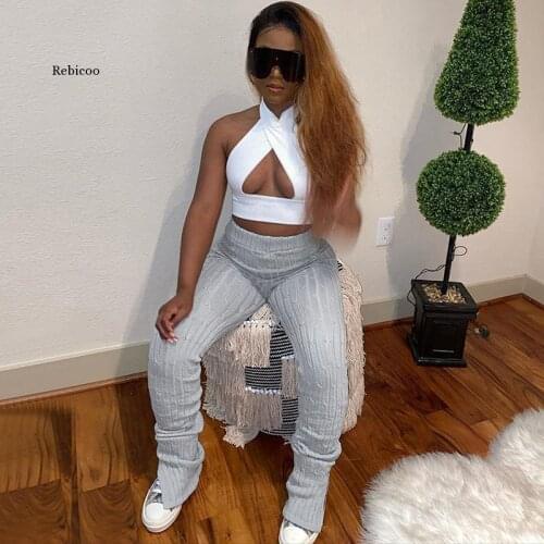 Knitting Twist Autumn Winter Women Pencil Pants Side Slit Fashion 2020 Skinny Long Trousers Casual Workout Solid Pants