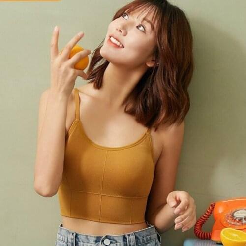 Womens Beautiful Underwear Tanks No Steel Ring Sports Camisoles Lady Top Padded Adjustable Camisoles Tanks