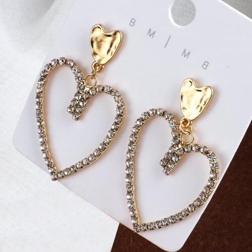 AENOSA Trendy Heart Rhinestone Drop Earrings for Women Geometric Statement Pendant Dangle Earring Weddings Jewelry Gifts