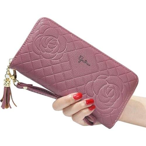 Women Wallet Zipper Cards ID Holder Flower Tassels Long Lady Money Coin Purse Pocket Clutch Wristlet Handbags Female Wallets Bag