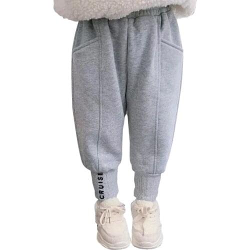 2021 High Quality girl Boys Winter Warm Pants With Fleece Long Trousers For Boys Thickening Pants Kids Casual Clothes