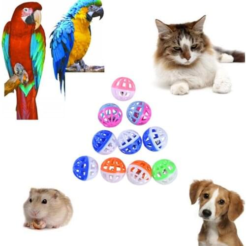 10pcs Pet Cat Ball Toy Non-toxic Plastic Kitten Play Balls with Jingle Bell Pounce Chase Rattle Toy Interactive Cat Playing Toy