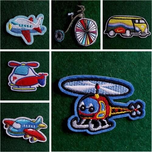 2PCs/Lot Cartoon Airplane Patch Iron On Embroidered For Clothing Cute Animals Patches For Kid Clothes Appliques Stickers T-shirt