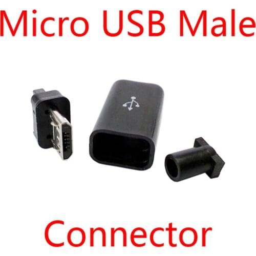 20pcs / lots DIY Micro USB Type B Male 5Pin four piece assembly Connector plug black White color