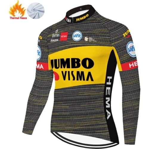 2021 NEW team JUMBO VISMA mens cycling jersey Winter Thermal Fleece Bicycle long sleeve Moutain Bike jersey invierno men