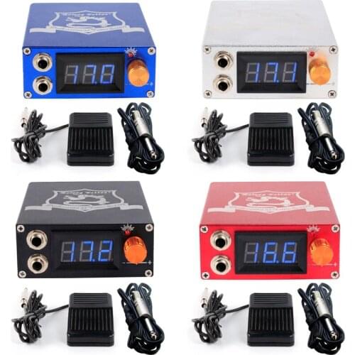 Aluminum Digital LCD Tattoo Machine Display Red Color P106 Tattoo Power Supply+Foot Pedal+Clip Cord P106