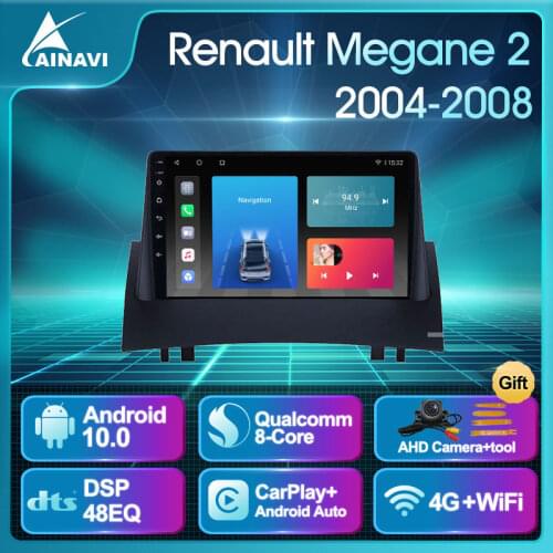 Car Radio Android 10.0 QLED Screen For Renault Megane 2 2004-2008 Auto Stereo Multimedia Player Navigation GPS Carplay No 2 din