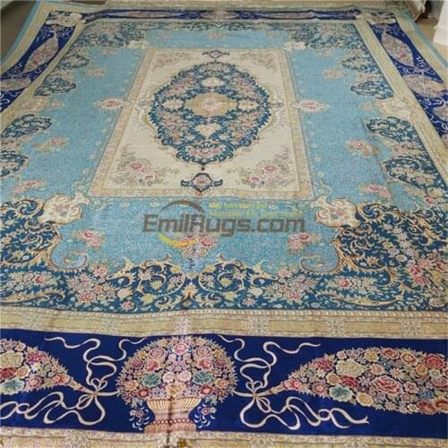 Large Purple Pure 100 Silk Oriental Persian Area Rug Hand Knotted Carpet