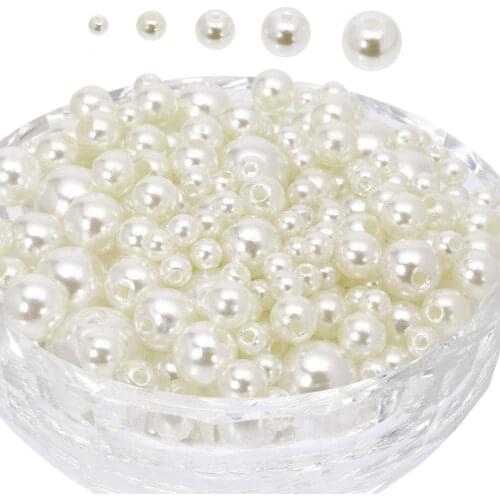Pearl With Hole ABS Loose Round Beads Colorful Acrylic Imitation Pearl Craft For DIY Fashion Jewelry Making 4/6/8/10/12/14/16mm