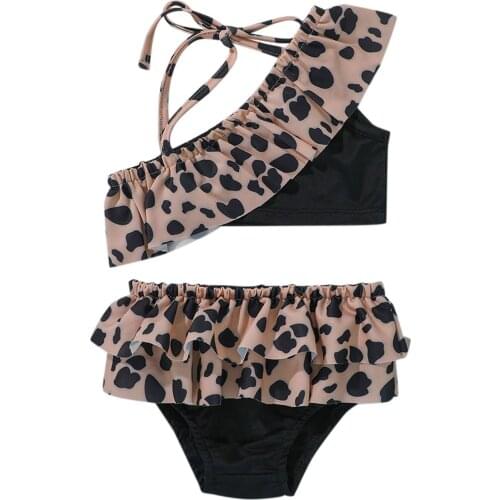Toddler Baby Girls Swimsuit One Piece Leopard Floral Print Children Swimwear Girls Swimming Outfits High Quality Kids Beach Wear