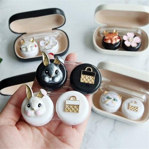 Cartoon Animal Contact Lens Case Plastic Hard Contact Lenses Box Cute Eyeglass Case Lens Container Christmas Gift
