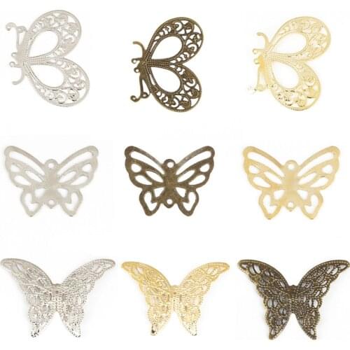 Four Shapes Butterfly Filigree Connectors Metal Plated Crafts Jewelry Findings Making DIY Accessories Charm Pendant Hair Piece