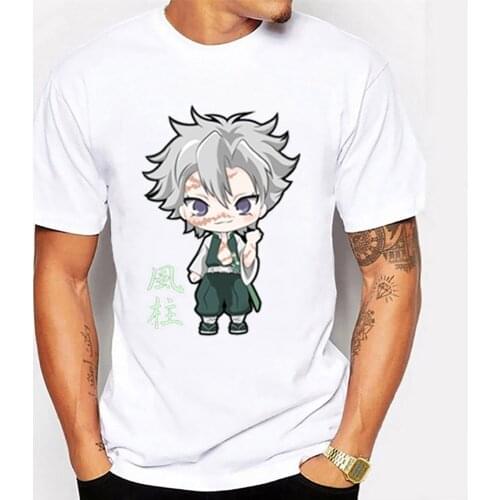 Chibi Hashira Sanemi Kimetsu No Yaiba T-shirt Tops Mans T-shirts Summer Harajuku Streetwear Men Oversized T Shirts O-Neck Tops