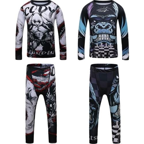 Rashguard Mma CompressionT-shirt +Pant Mma Tights Sets Rash Guard Mma Bjj Jiu Jitsu T-shirts For Men Sport MMA Boxing Jerseys