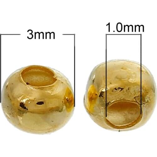Doreen Box hot- 1000PCs Gold color Smooth Ball Spacers Beads 3mm Dia. (B01091)