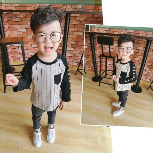 Children Clothing Spring Autumn Fashion Boys Vertical Stripes T Shirt Baby Long Sleeve Cotton Tee Shirt Clothes Boys Top Tees
