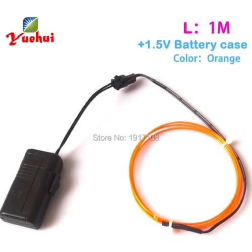 DC-1.5V 1M 1.3mm Orange EL Wire Tube Rope 3A Battery Powered Flexible Neon Light Car Party Wedding Decoration With Controller