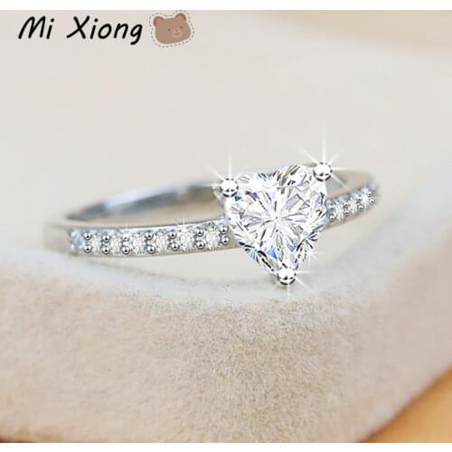 Mi Xiong s925 sterling silver craft heart-shaped diamond ring luxury elegant romantic charm ladies engagement brand jewelry