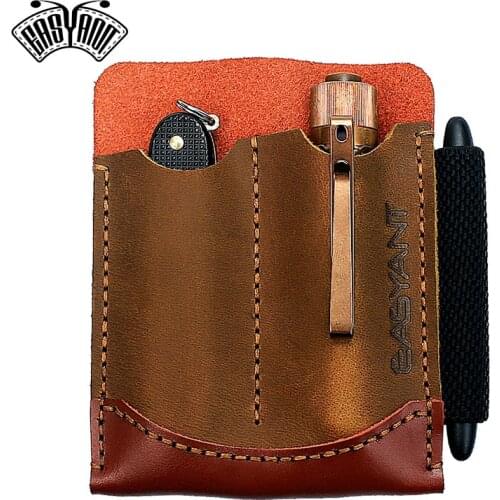 EASYANT Leather Pocket Organizer Sleeve EDC Knife Sheath Carrier Protector Pouch for Flashlight Pen