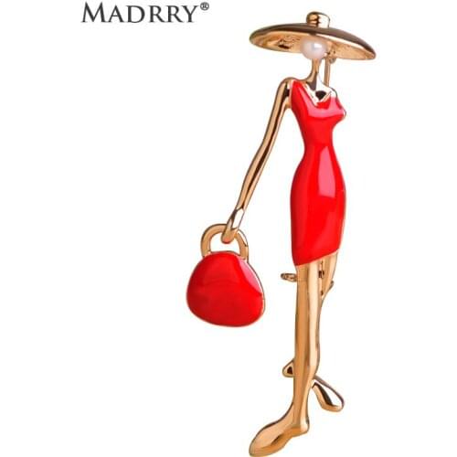 Madrry Fashion Pretty Girls Brooches Enamel Craft Collar Clips Scarf Buckle Sexy Women Handbag Girls Gold Hijab Pin Accessories