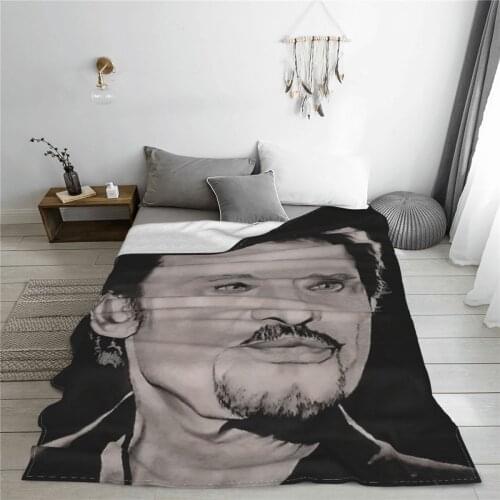 Wearable warm flannel Johnny And HALLYDAY blanket Rocker Singer blankets for airplane travel Bedspread Wrap