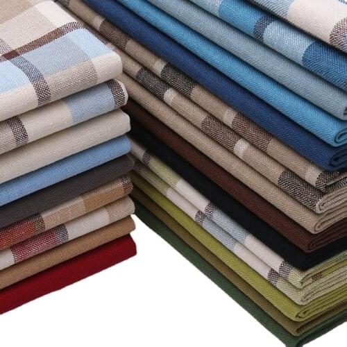 Width 148cm Wholesale Upholstery Sofa Thick Linen Cotton Old Coarse Cloth Plaid Diy Table Cover Canvas Fabric