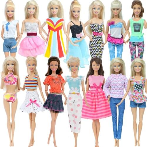Wholesale Random 10 Sets Clothings Dolls Accessories for Barbie Doll Clothes Toy Outfit Blouses Shirt Pants Trousers Skirt Dress