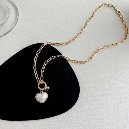 Orgin Summer Unique Design Shell Love Heart Pendant Necklace for Women Exquisite Toggle Clasp Necklace Party Jewelry Accessories