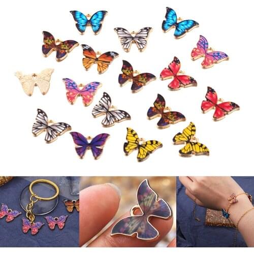 10Pcs Alloy Color Butterfly Charms Pendant Animal Enamel Necklace Bracelet Earrings for DIY Charms Jewelry Making Accessories