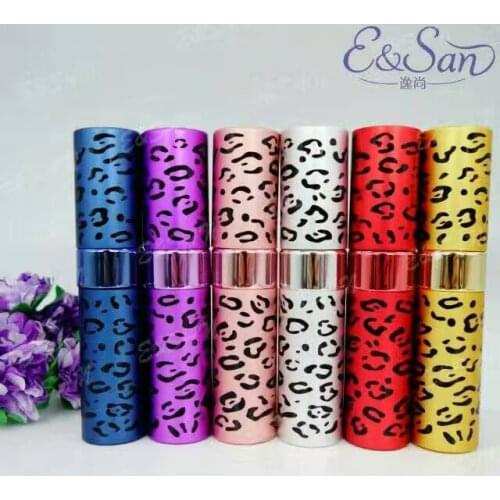 Portable L52-15ML New Aluminum Tube Leopard Print Perfume Bottle Glass Empty Spray Atomizer 108PCS/LOT