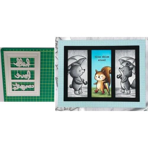 Cutting Dies Letter Three Grid Hollow Frame DIY Mold Paper Metal Craft Dies for Card Making Cut Dies 2021 Embossing New Molds