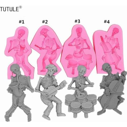Gadgets - Silicone Mould / Skeleton Cake - candy skull mold - isomalt skeleton mold -Halloween instrume food safe silicone mold