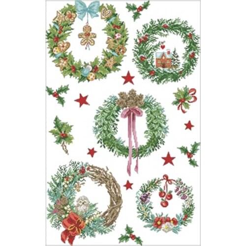 Five christmas wreaths patterns Counted Cross Stitch 11CT 14CT 18CT DIY Chinese Cross Stitch Kits Embroidery Needlework Sets