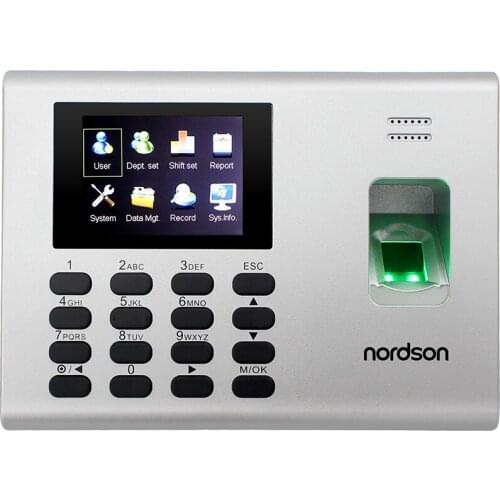 Nordson TCP/IP Networ Fingerprint Access Control System and Time Attendance Terminal 2.8-inch TFT Screen Built-in Backup Battery