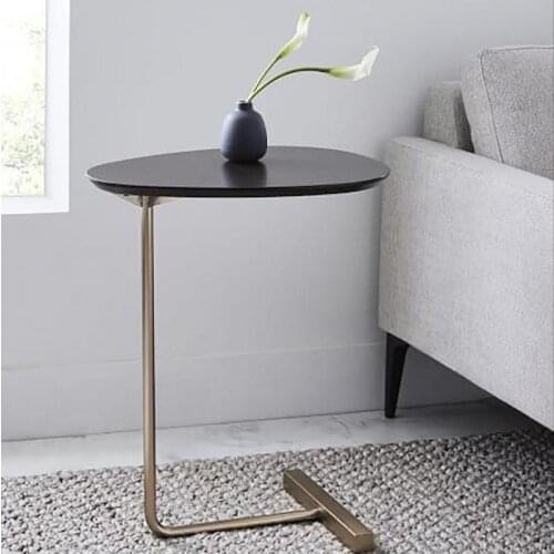 Nordic Simple C-type Creative Small Tea Table Sofa Side Table Mobile Bedside Table Bedside Solid Wood Iron Corner Table