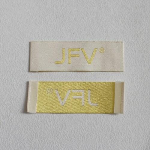 Custom woven label with logo garment tag embroidered satin material