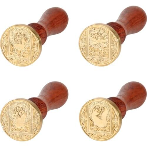Retro Wood Handle Wax Seal Stamps Envelope Letter Wedding Post Sealing Wax Gifts Antique 3D Carve Retro Initial Stamp Chapter