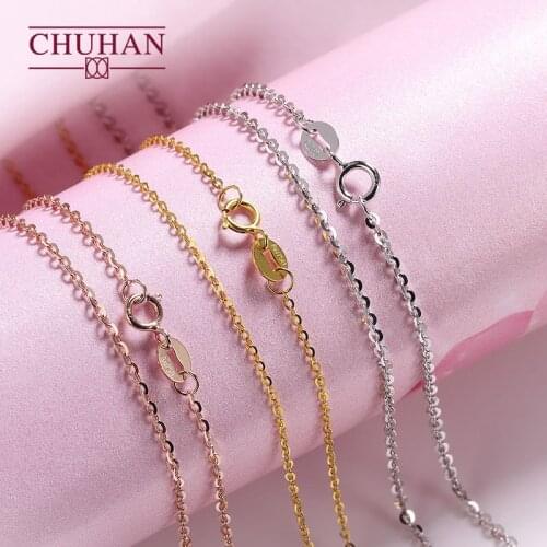 CHUHAN Jewelry 18k Gold O-shaped chain AU750 Real Gold Necklace 18K Yellow Gold & Rose Gold Clavicle Chain Necklace Fine Gift